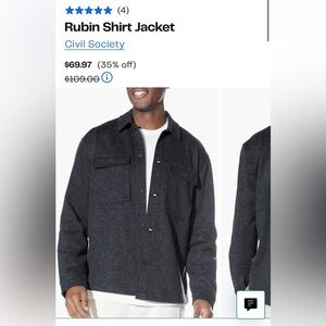 Civil Society Black Heather Medium Shirt Jacket